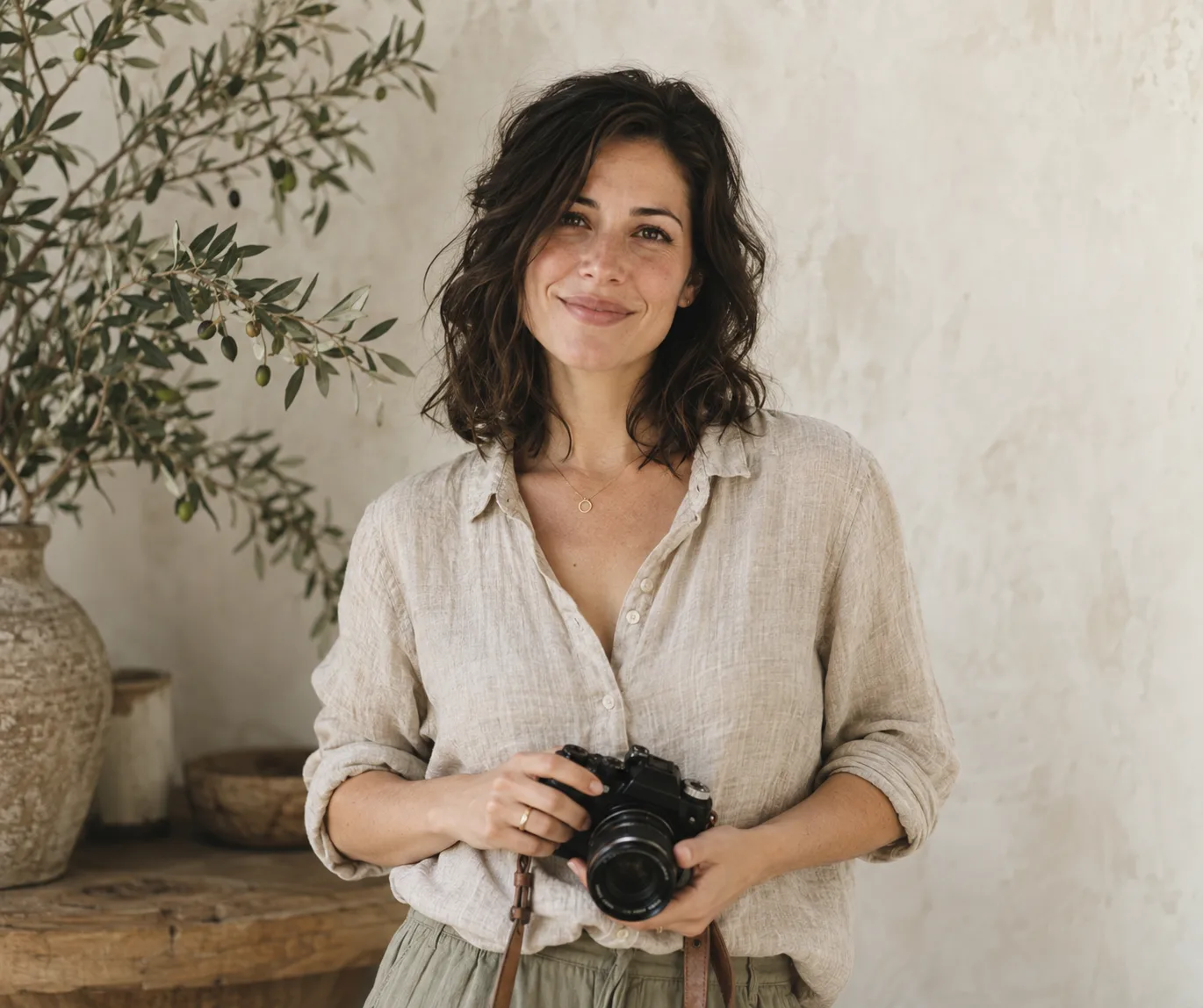 Portrait of a photographer holding a camera